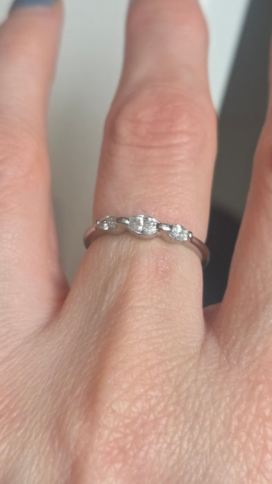 2674 : Vintage Platinum Marquise Cut  Natural Sparkling  Diamonds Ring