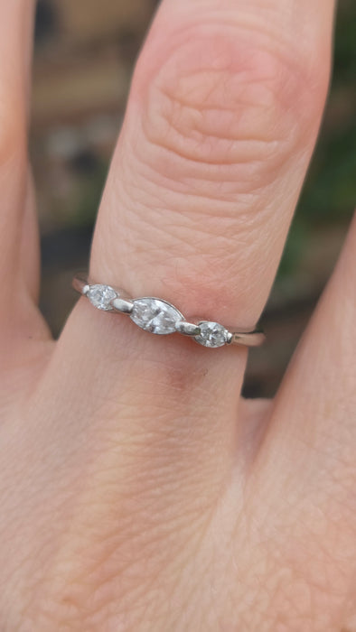 2674 : Vintage Platinum Marquise Cut  Natural Sparkling  Diamonds Ring