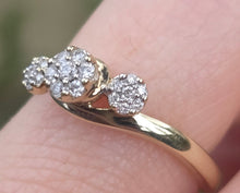 Load image into Gallery viewer, 2923: Vintage 9ct Gold 21 Natural Diamonds Bypass Ring
