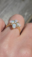 Load image into Gallery viewer, 2778: Vintage 18ct Gold White Opals Diamonds Flower Head Ring-From 1988
