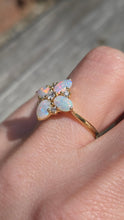 Load image into Gallery viewer, 2778: Vintage 18ct Gold White Opals Diamonds Flower Head Ring-From 1988
