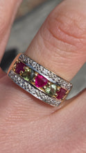 Load image into Gallery viewer, 3009 Vintage: 9ct Gold Rubies, Green Sapphires, Diamonds Precious Gemstones Ring
