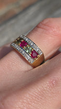 Load image into Gallery viewer, 3009 Vintage: 9ct Gold Rubies, Green Sapphires, Diamonds Precious Gemstones Ring
