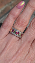 Load image into Gallery viewer, 3009 Vintage: 9ct Gold Rubies, Green Sapphires, Diamonds Precious Gemstones Ring
