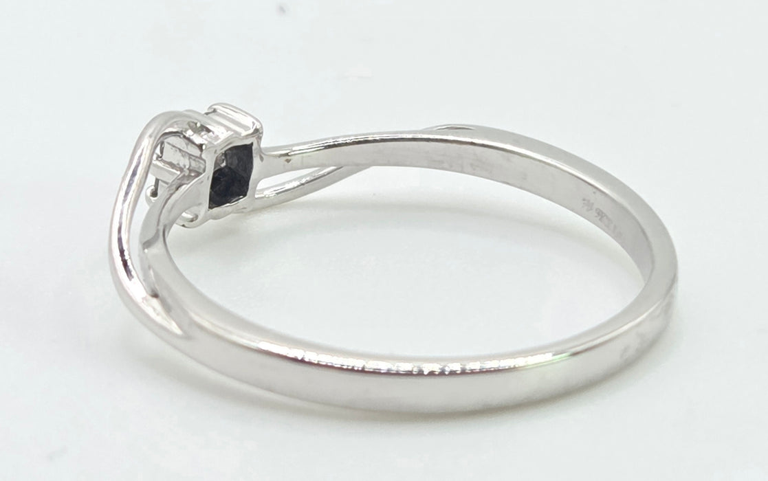 3031 Vintage: 9ct White Gold Four Diamond Cluster Bypass Ring