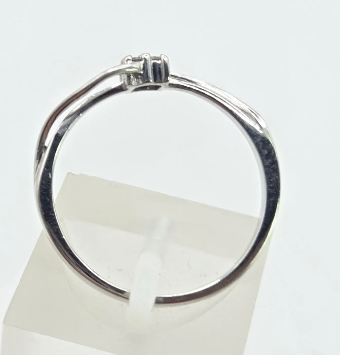 3031 Vintage: 9ct White Gold Four Diamond Cluster Bypass Ring