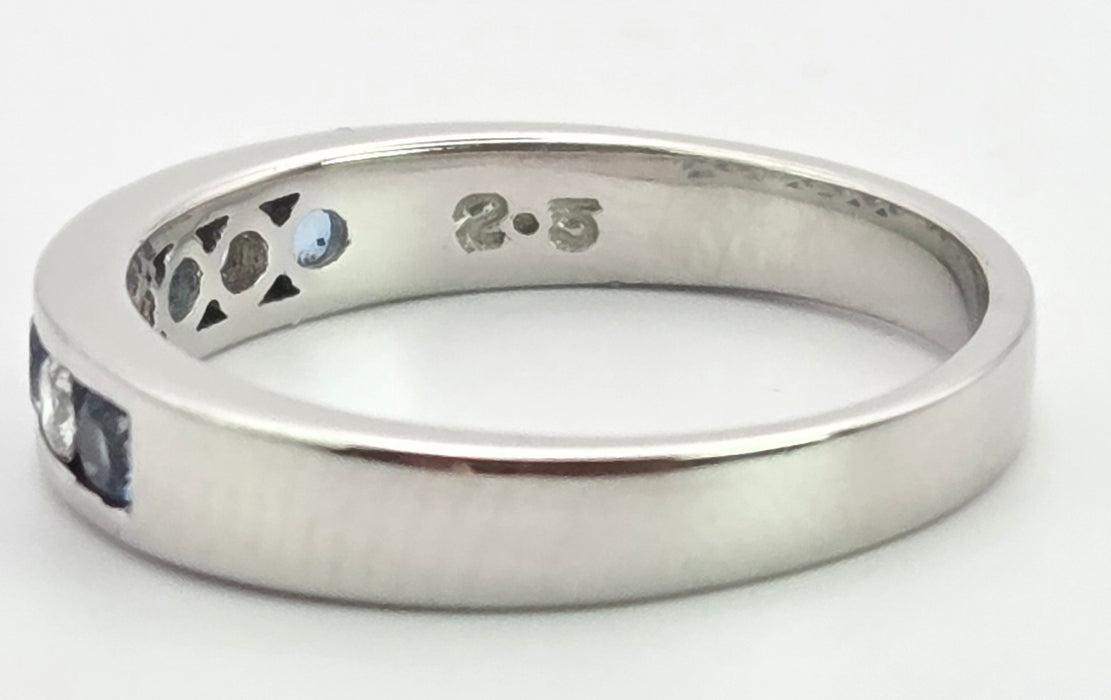 3085 Modern: 18ct White Gold Aquamarine & Diamond Half-Eternity Band Ring
