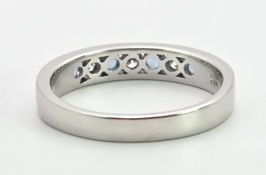 3085 Modern: 18ct White Gold Aquamarine & Diamond Half-Eternity Band Ring