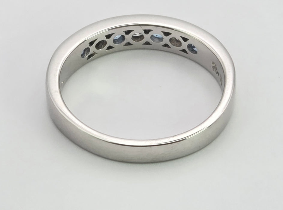 3085 Modern: 18ct White Gold Aquamarine & Diamond Half-Eternity Band Ring