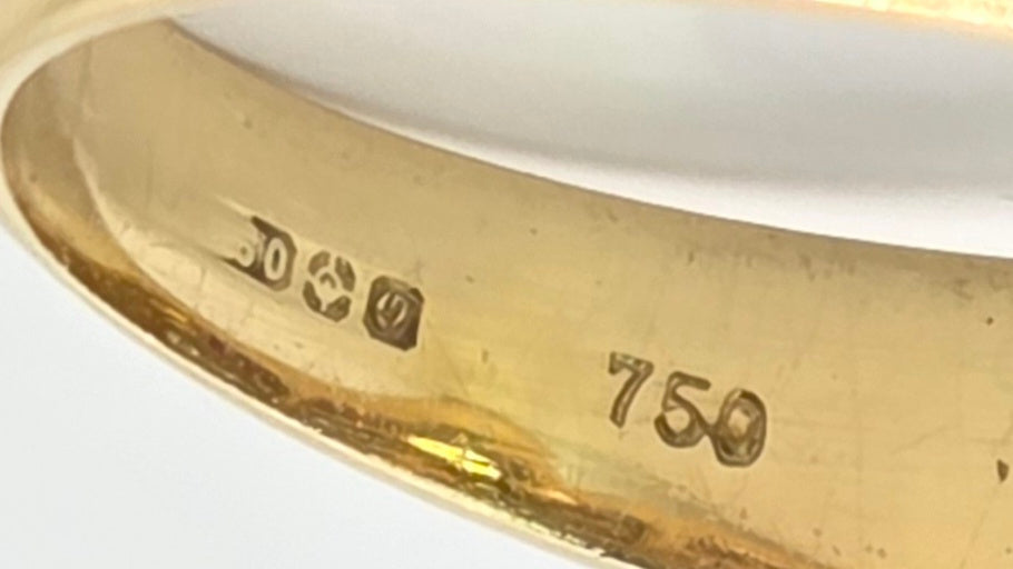 3132 Vintage: 18ct Yellow Gold Ruby & Diamond Crossover Band Ring — From 1988