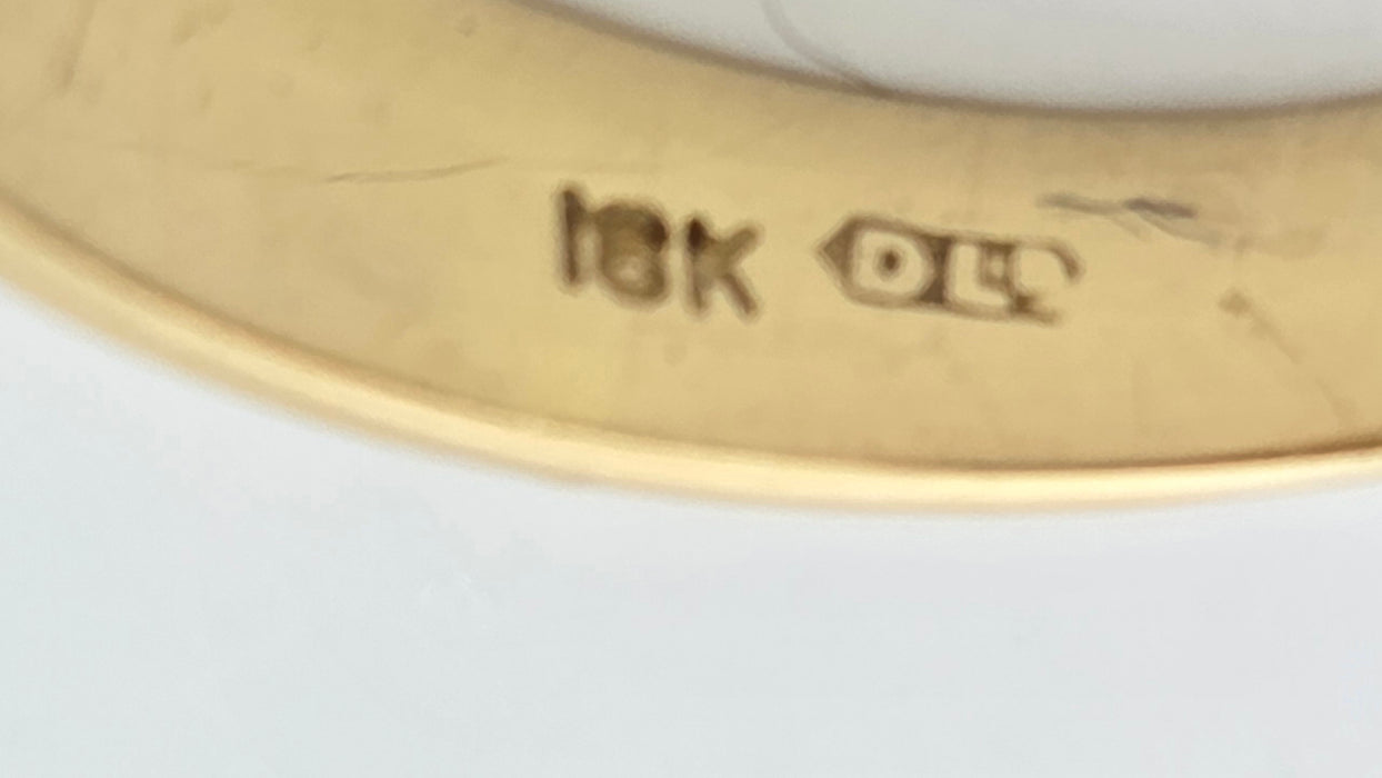 3132 Vintage: 18ct Yellow Gold Ruby & Diamond Crossover Band Ring — From 1988