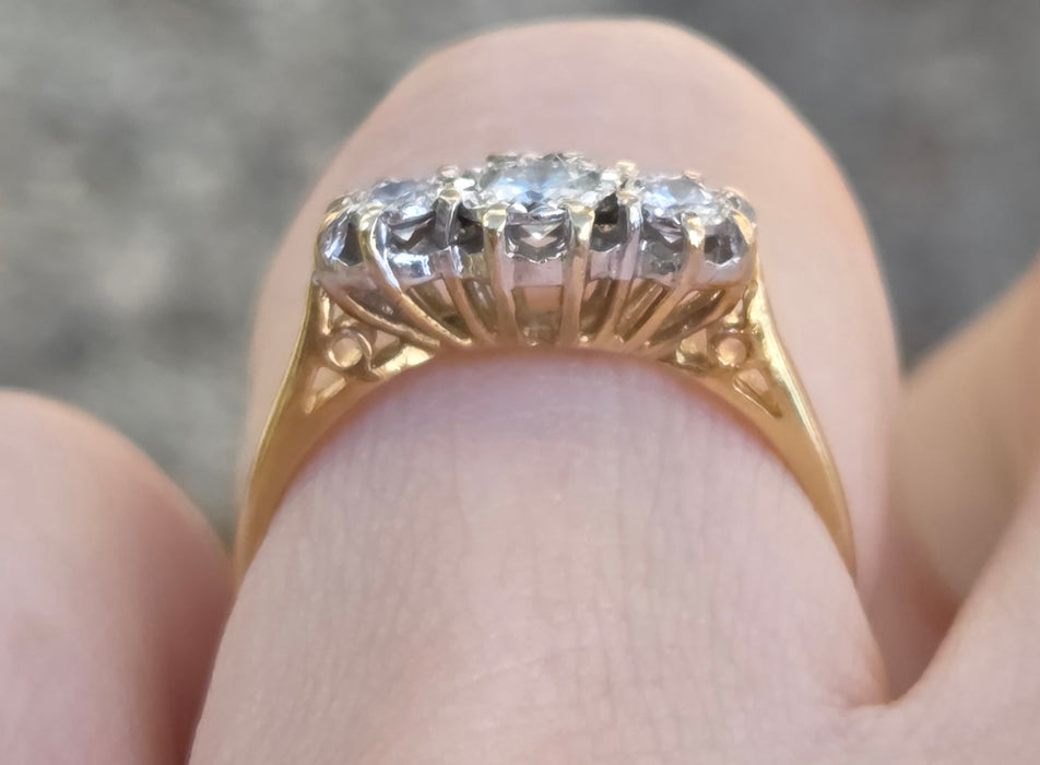 3142 Antique: 18ct Yellow Gold Three Stone Diamond Trilogy Ring — Sheffield