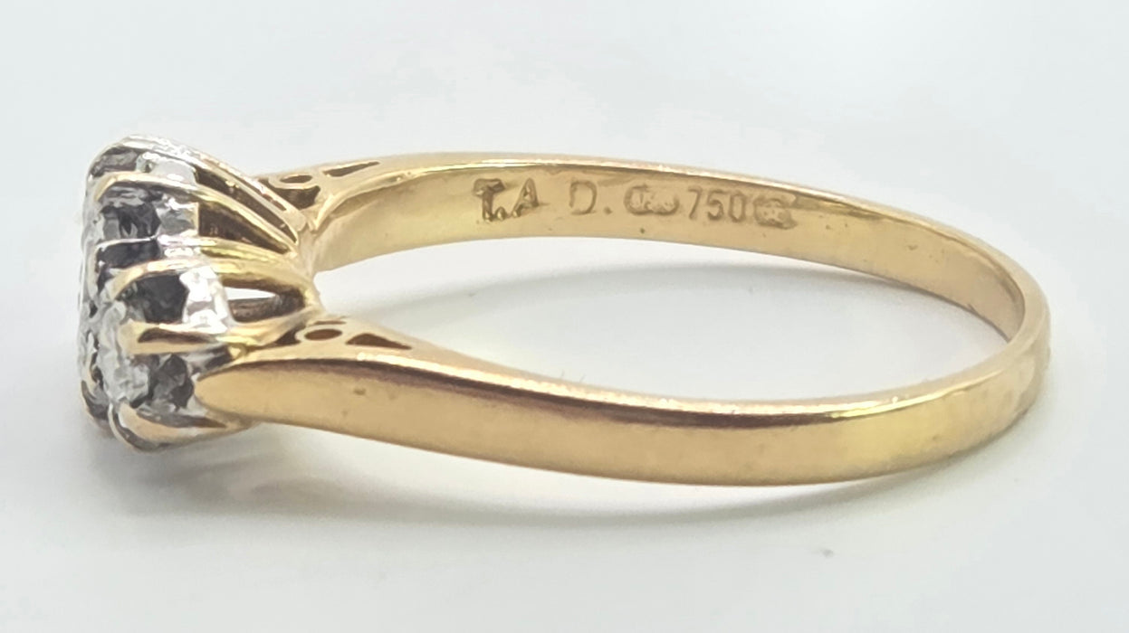 3142 Antique: 18ct Yellow Gold Three Stone Diamond Trilogy Ring — Sheffield