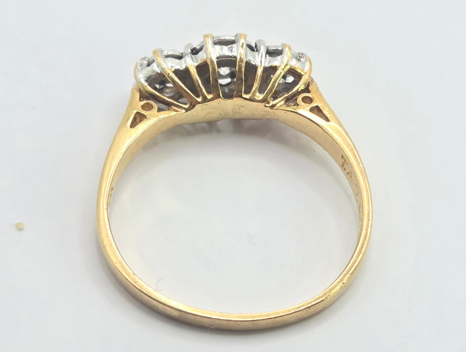 3142 Antique: 18ct Yellow Gold Three Stone Diamond Trilogy Ring — Sheffield
