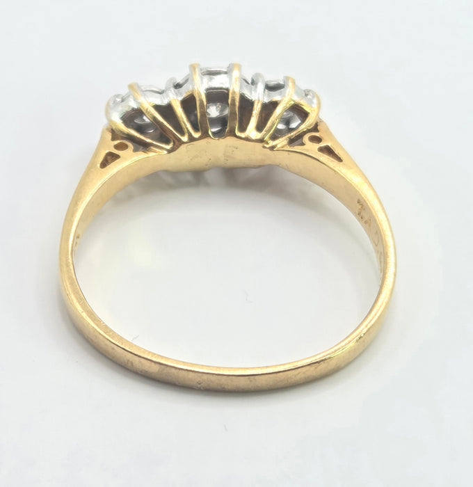 3142 Antique: 18ct Yellow Gold Three Stone Diamond Trilogy Ring — Sheffield