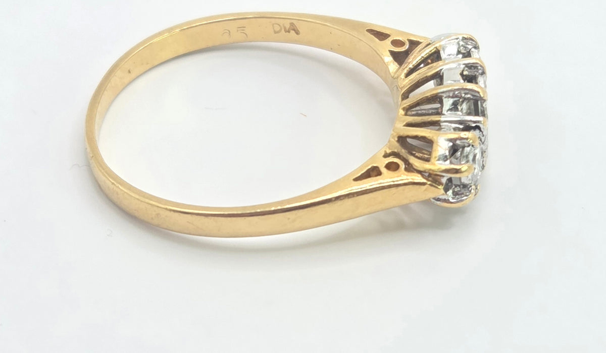 3142 Antique: 18ct Yellow Gold Three Stone Diamond Trilogy Ring — Sheffield