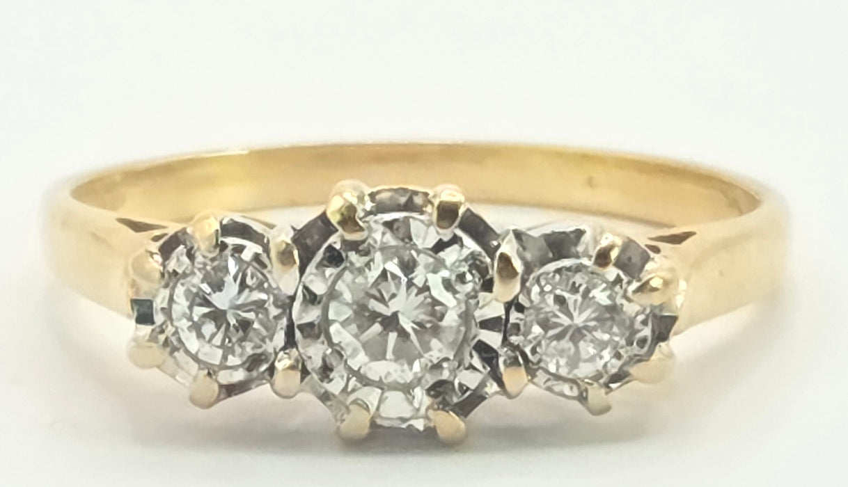 3142 Antique: 18ct Yellow Gold Three Stone Diamond Trilogy Ring — Sheffield