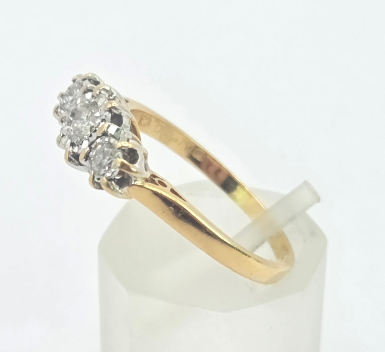 3142 Antique: 18ct Yellow Gold Three Stone Diamond Trilogy Ring — Sheffield