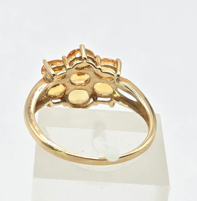 3199 Vintage: 9ct Yellow Gold Morganite & White Sapphire Cluster Ring — From 1983