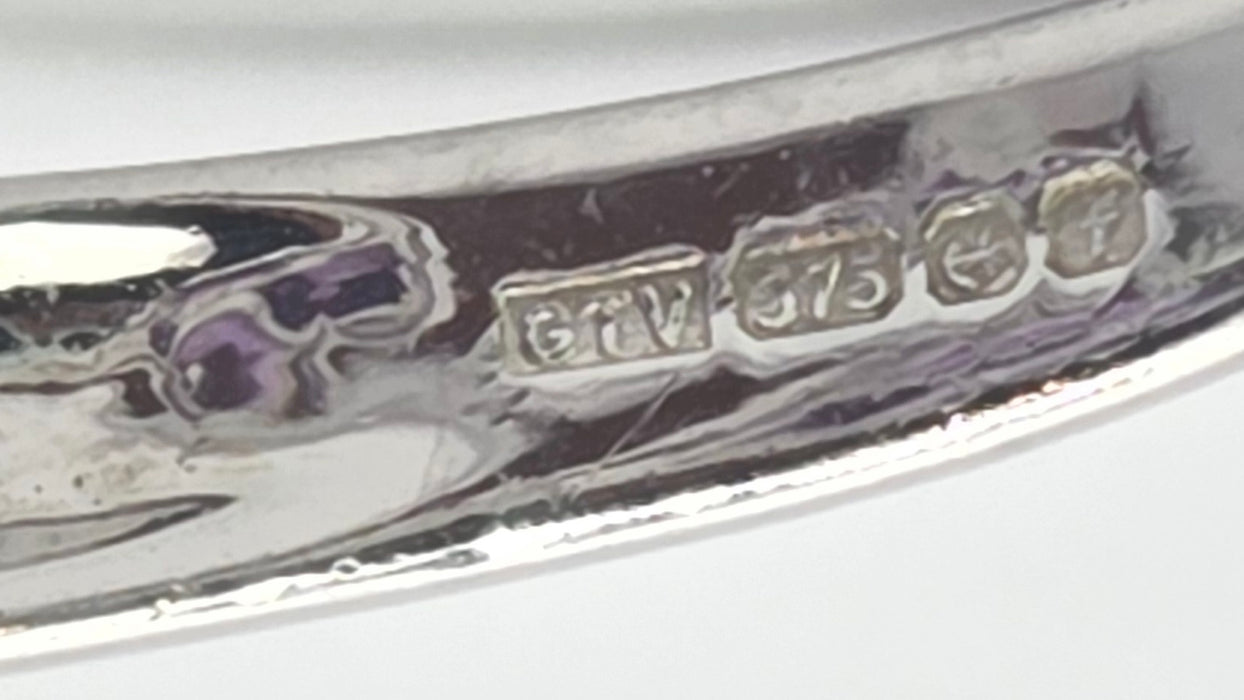 3202 Vintage: 9ct White Gold Amethyst Geometric Ring