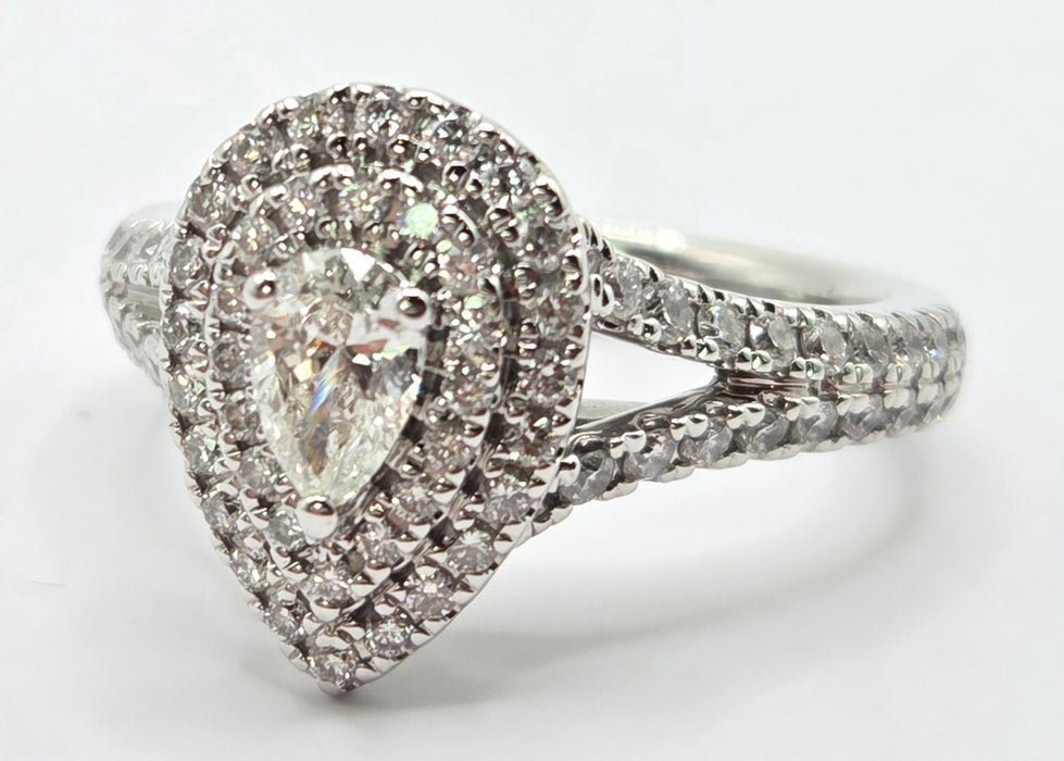 3156 Vintage: 18ct White Gold Vera Wang Love Diamond Pear Cluster Ring