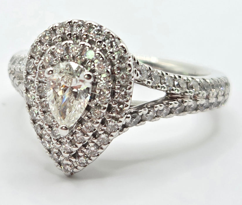 3156 Vintage: 18ct White Gold Vera Wang Love Diamond Pear Cluster Ring
