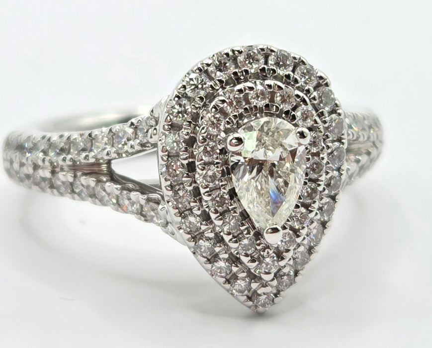 3156 Vintage: 18ct White Gold Vera Wang Love Diamond Pear Cluster Ring