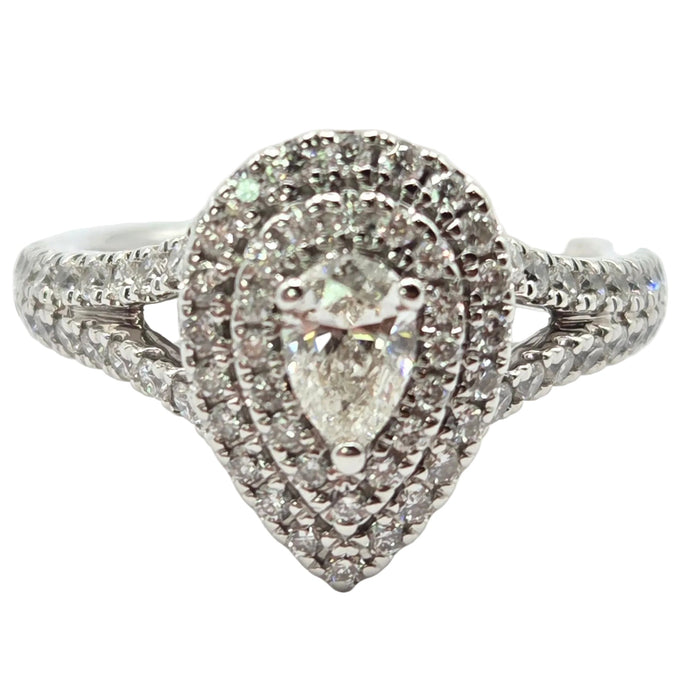 3156 Vintage: 18ct White Gold Vera Wang Love Diamond Pear Cluster Ring
