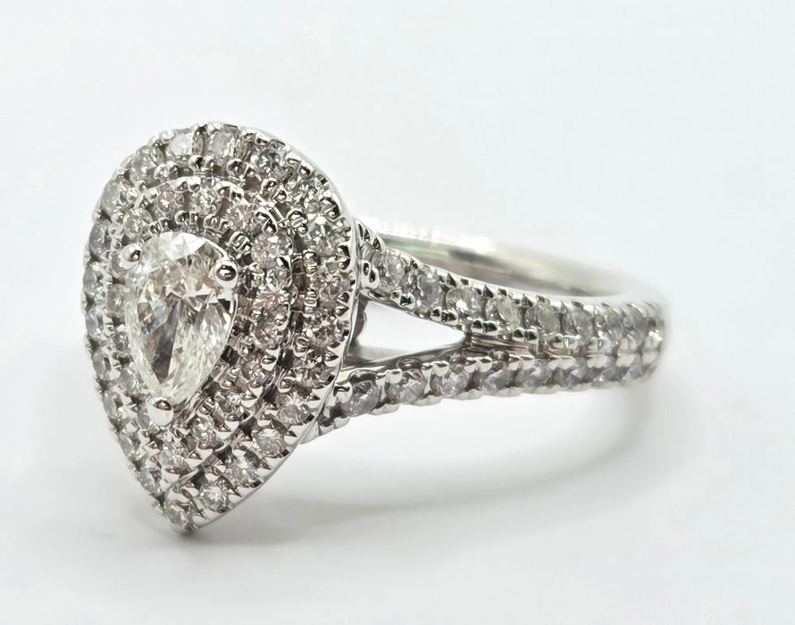 3156 Vintage: 18ct White Gold Vera Wang Love Diamond Pear Cluster Ring