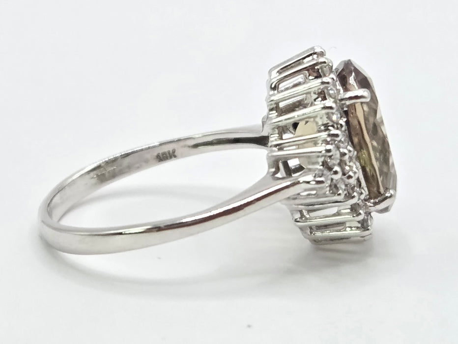 3181 Vintage: 18ct White Gold Green Sapphire & Diamond Cluster Ring