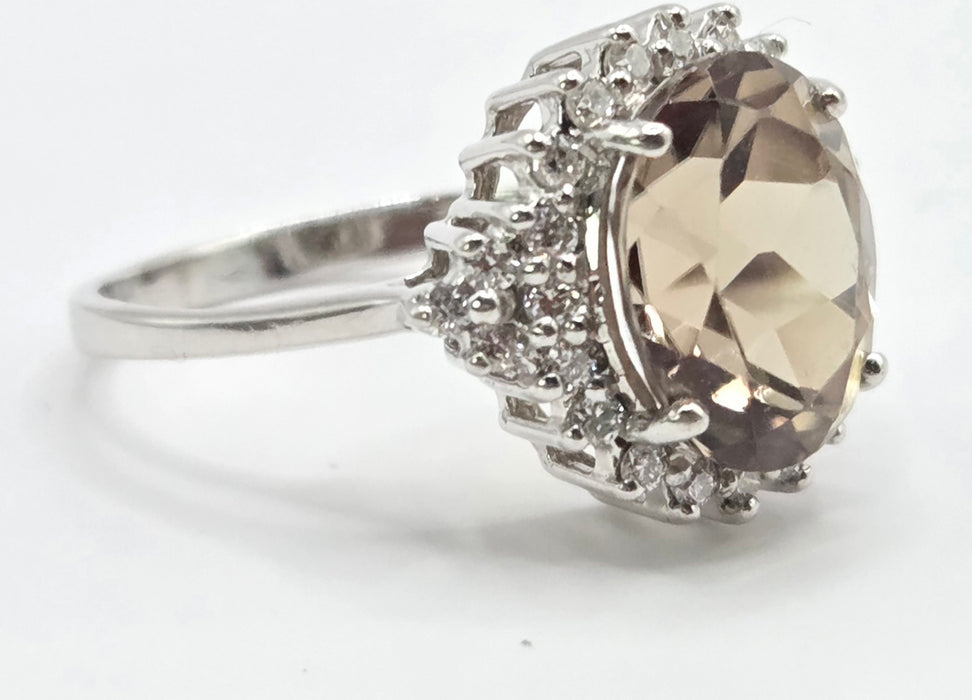 3181 Vintage: 18ct White Gold Green Sapphire & Diamond Cluster Ring