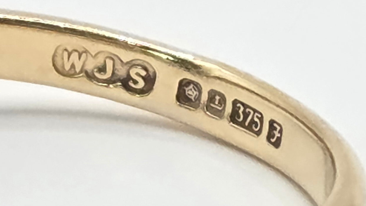 3218 Vintage: 9ct Yellow Gold Sapphire & Diamond Three-Stone Ring — From 1980
