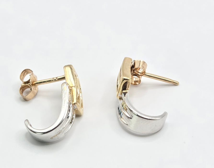 3215 Vintage: 9ct Yellow Gold Multicolour Diamond Baguette Drop Stud Earrings