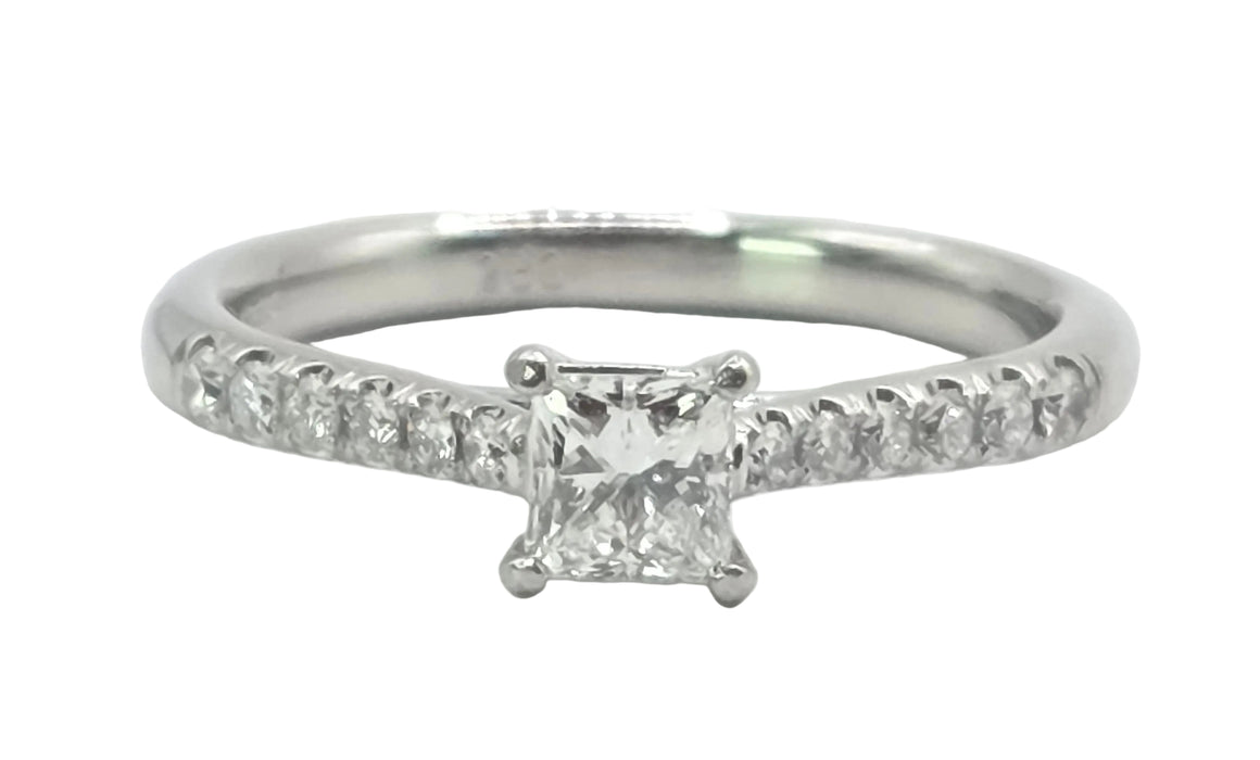 3155 Vintage: Platinum 0.60ct Princess Cut Diamond Solitaire Ring