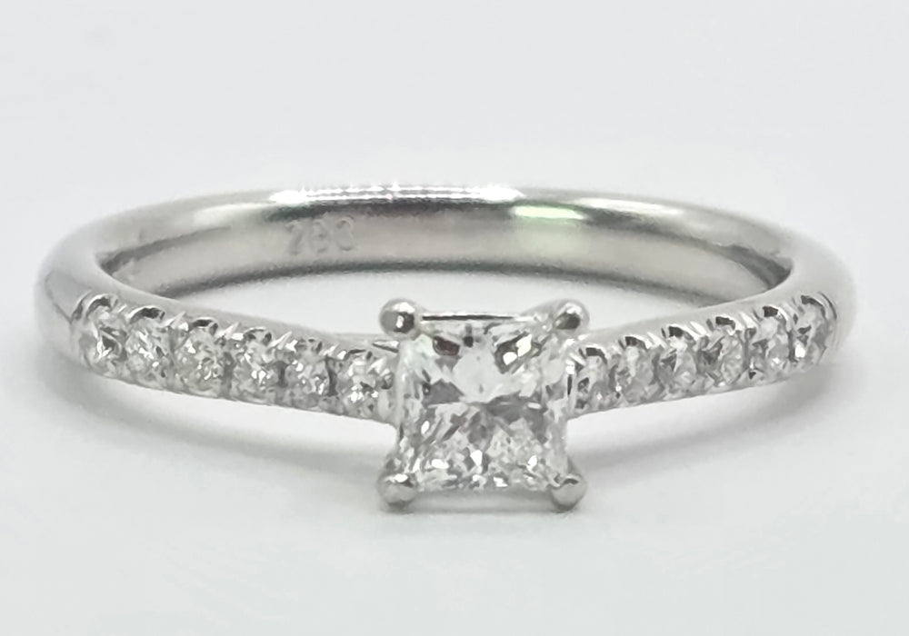 3155 Vintage: Platinum 0.60ct Princess Cut Diamond Solitaire Ring