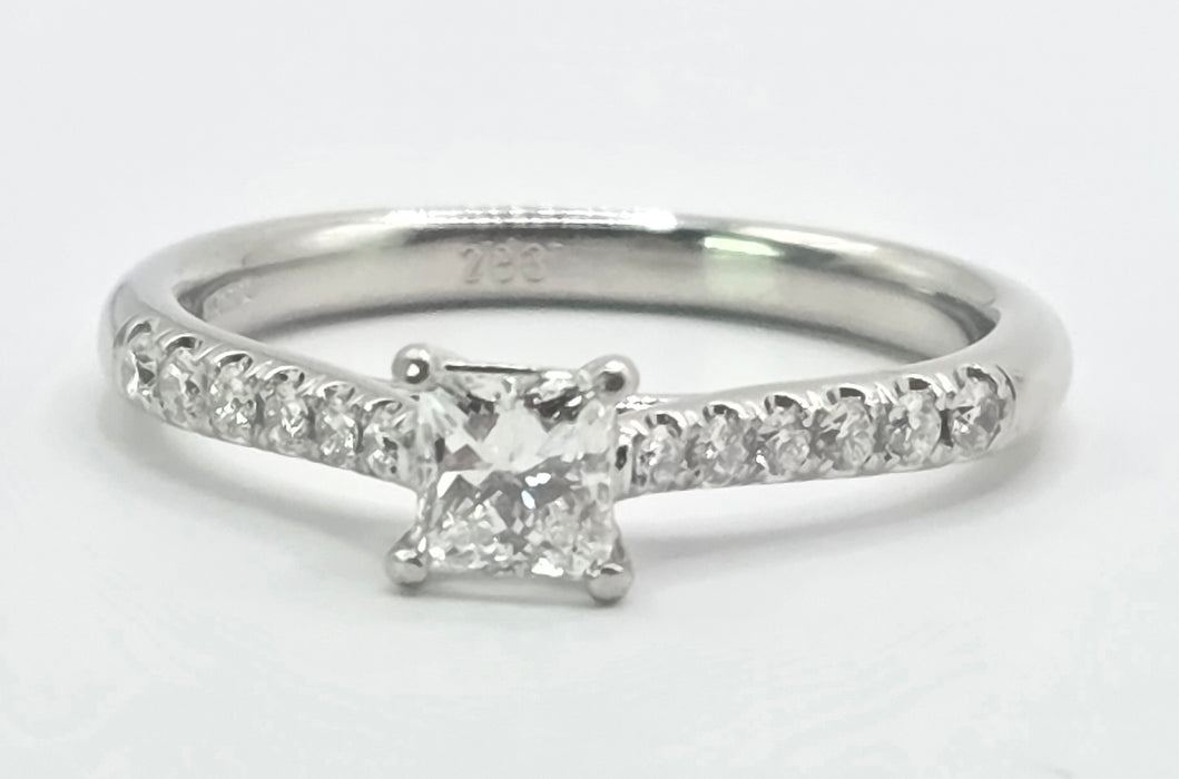 3155 Vintage: Platinum 0.60ct Princess Cut Diamond Solitaire Ring