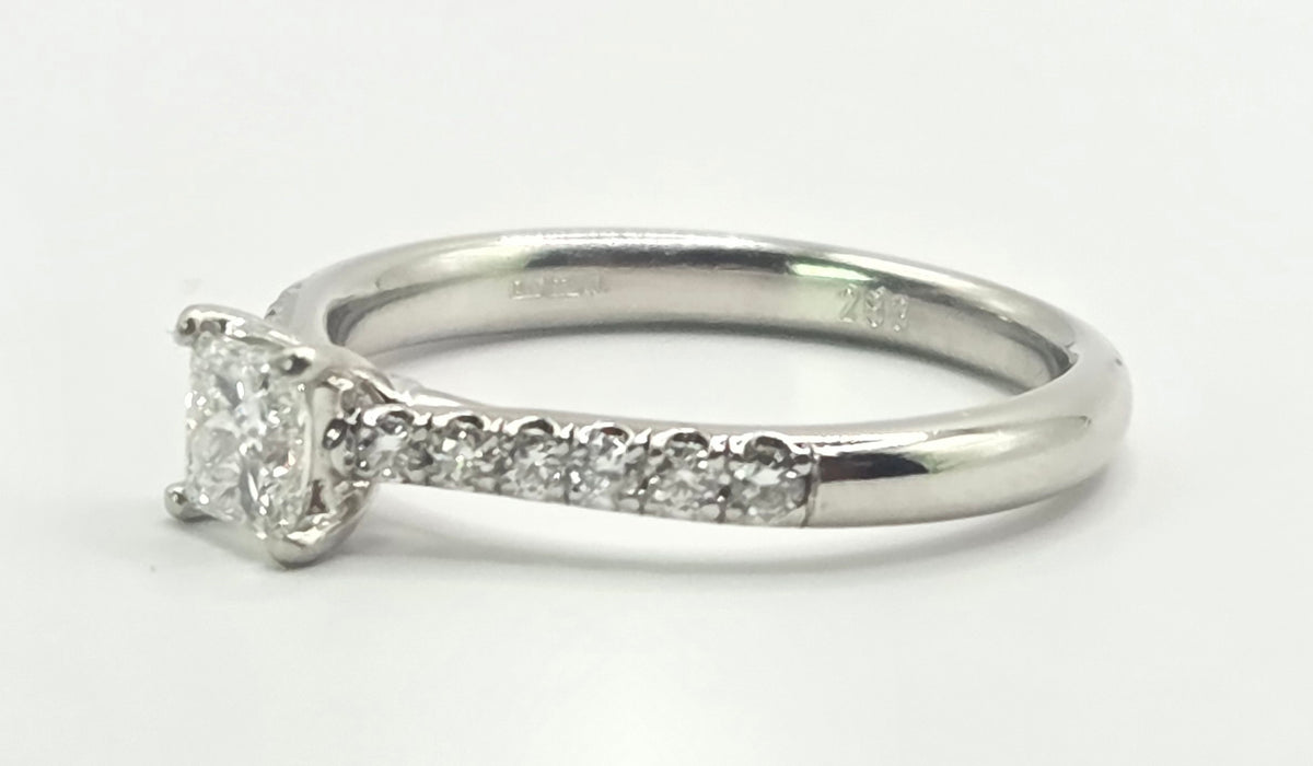 3155 Vintage: Platinum 0.60ct Princess Cut Diamond Solitaire Ring
