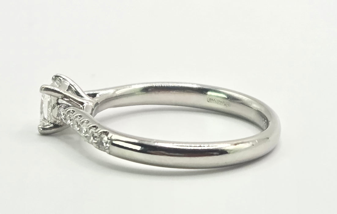 3155 Vintage: Platinum 0.60ct Princess Cut Diamond Solitaire Ring