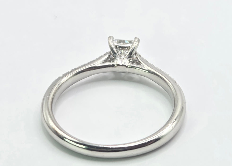 3155 Vintage: Platinum 0.60ct Princess Cut Diamond Solitaire Ring