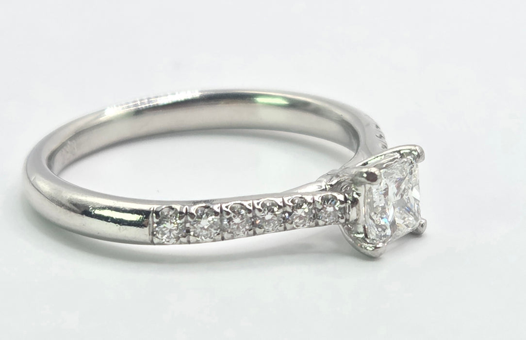 3155 Vintage: Platinum 0.60ct Princess Cut Diamond Solitaire Ring