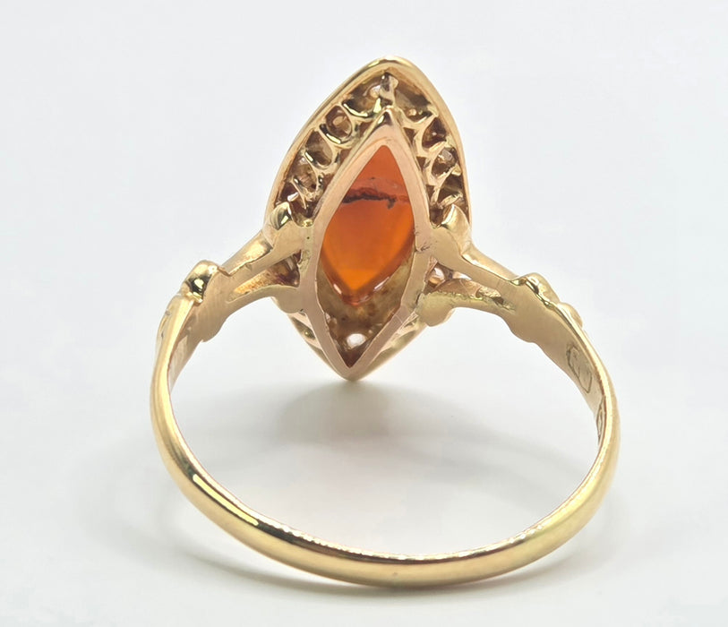 3243 Antique: 18ct Yellow Gold Carnelian & Diamond Ring — From 1903