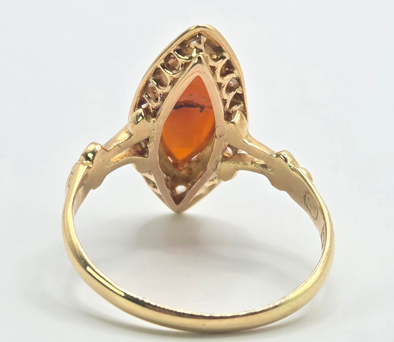 3243 Antique: 18ct Yellow Gold Carnelian & Diamond Ring — From 1903