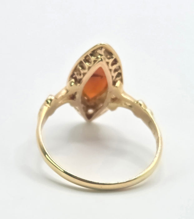 3243 Antique: 18ct Yellow Gold Carnelian & Diamond Ring — From 1903