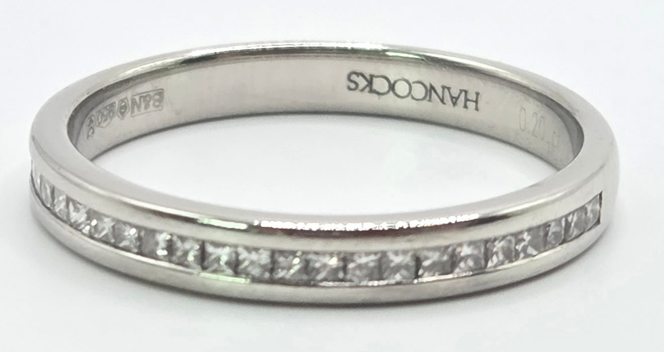 3164 Vintage: Platinum Princess Cut Diamond Half Eternity Ring