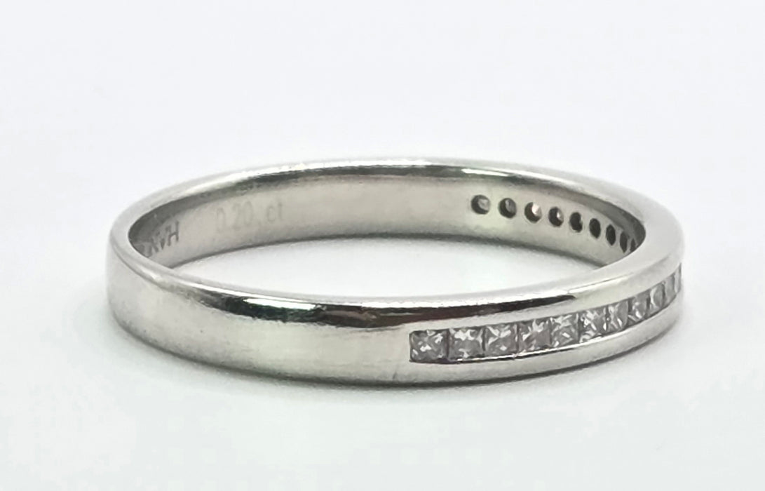 3164 Vintage: Platinum Princess Cut Diamond Half Eternity Ring
