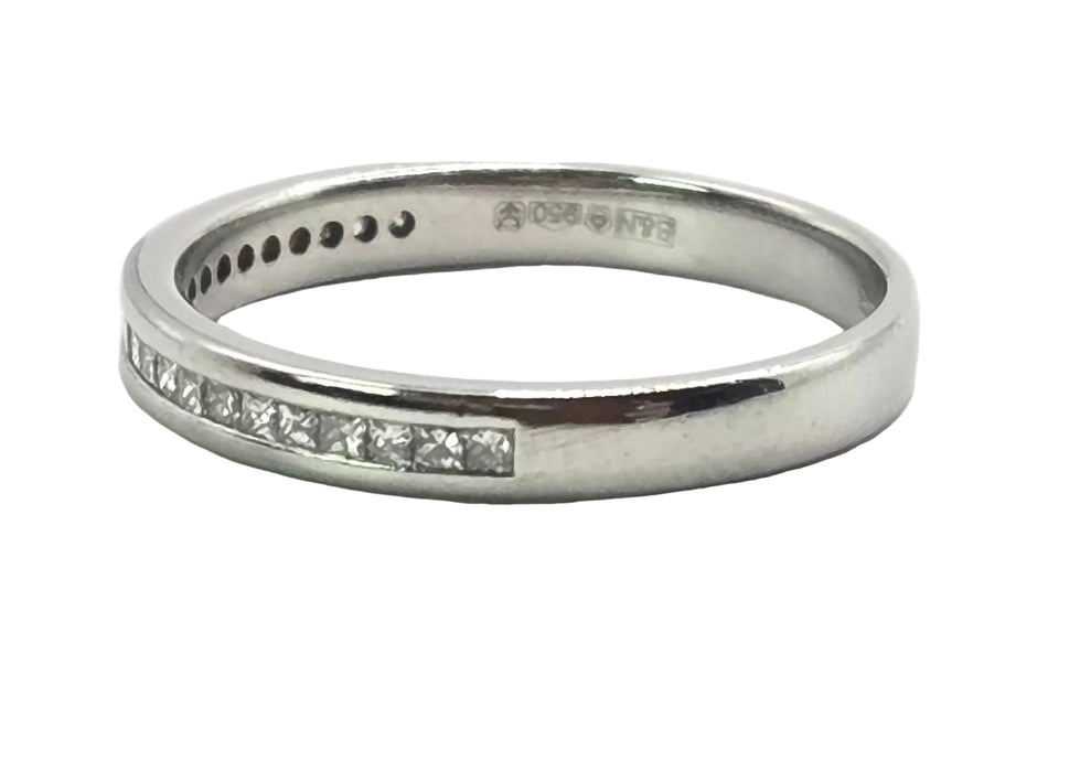 3164 Vintage: Platinum Princess Cut Diamond Half Eternity Ring