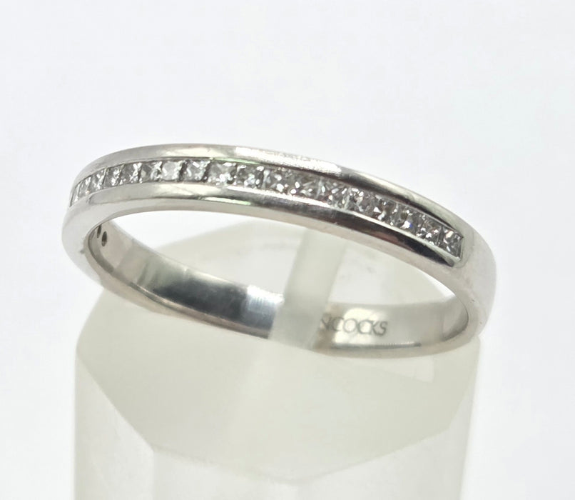 3164 Vintage: Platinum Princess Cut Diamond Half Eternity Ring