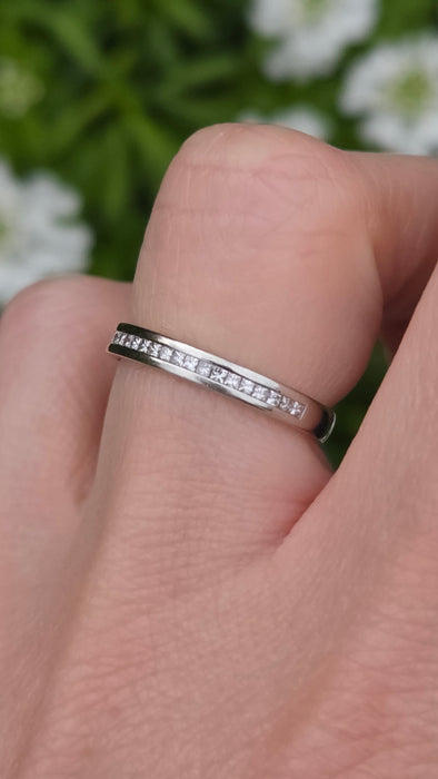 3164 Vintage: Platinum Princess Cut Diamond Half Eternity Ring