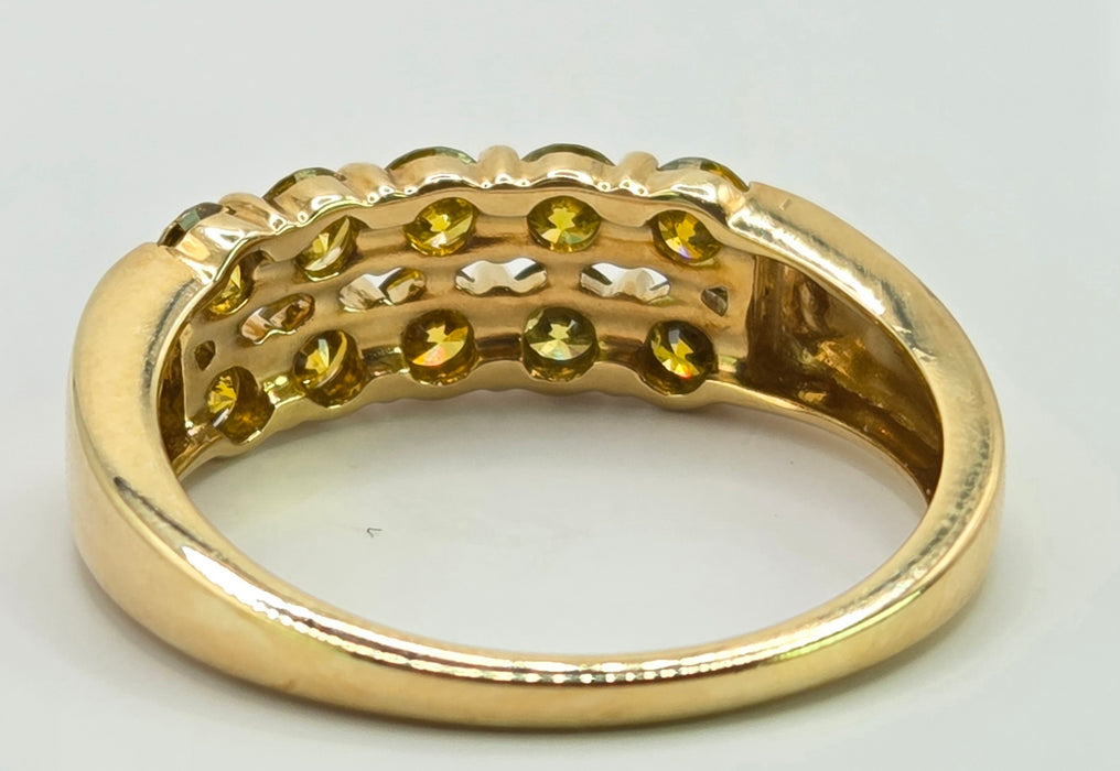 3249 Vintage: 9ct Yellow Gold Cognac Diamond Tiered Cluster Ring