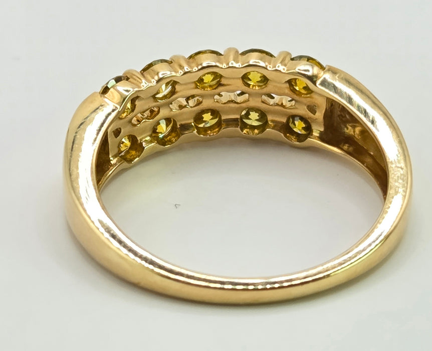 3249 Vintage: 9ct Yellow Gold Cognac Diamond Tiered Cluster Ring
